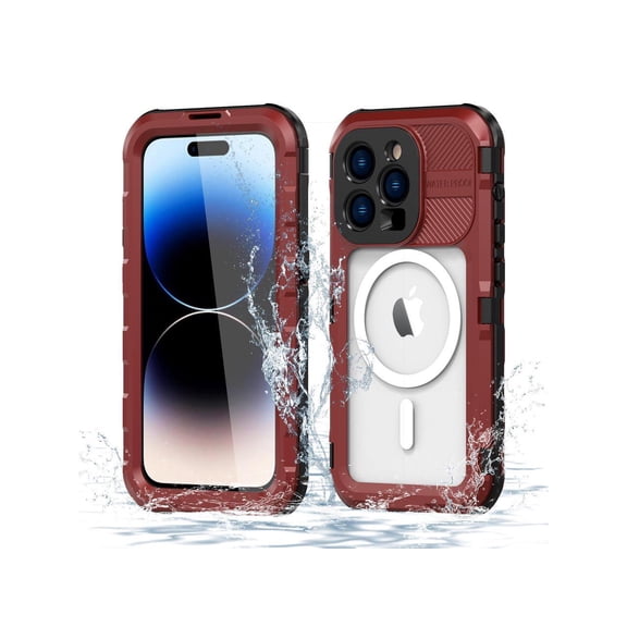 iPhone 14 Pro Waterproof Case, MagSafe Compatible, Built-in Screen Protector IP68 Underwater Dustproof 360 Full Body Shockproof Protective Cover for iPhone 14 Pro 6.1 inch 2022 Red