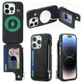 thumbnail image 1 of for iPhone 14 Pro Zipper Wallet Case with Card Holder, Back Flip Folio PU Leather Card Slots Case for Men Women, Magnetic Wireless Charging Shockproof Cover for iPhone 14 Pro 6.1", Black, 1 of 13