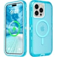 thumbnail image 1 of For iPhone 14 Pro & iPhone 13 Pro Transparent Phone Case Compatible with MagSafe, Triple Layer Magnetic Charging Case,Heavy Duty Shockproof and Drop-Proof Phone Case，Crystal Blue, 1 of 6