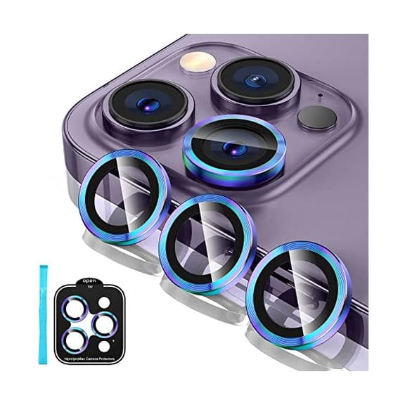 for iPhone 14 Pro/iPhone 14 Pro Max Camera Lens Protector, 9H Tempered Glass Camera Cover Screen Protector Metal Individual Ring Protector for iPhone 14Pro 6.1 inch iPhone 14 ProMax 6.7 inch