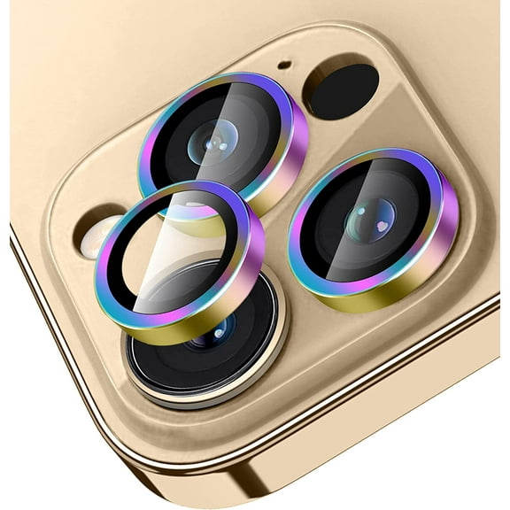 for iPhone 14 Pro & iPhone 14 Pro Max Camera Lens Protector,Ultra Clear [Aluminum Edge] 9H Hardness Camera Ring Cover with Easy Installation Tray [3Pcs in 1 Set]-Colorful
