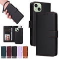 thumbnail image 1 of for iPhone 14 Removable Wallet Case, Premium PU Leather Flip Cover with [RFID Blocking][ Detachable Card Holder][Stand Function][Wrist Strap] Shockproof Protectove Phone Cover,Black, 1 of 15