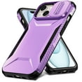 thumbnail image 1 of for iPhone 14 Rugged Case with Camera Lens Sliding Cover, Heavy Duty PC Protective Shockproof Cover with Slide Camera Cover Upgraded Drop Resistant Case for iPhone 14, Purple, 1 of 7