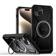thumbnail image 1 of for iPhone 14 Rugged Case with Rotate Ring Stand, [Built-in Kickstand] [Military-Grade Drop Protection] Heavy Duty Rugged Phone Cover Support Wireless Charging for iPhone 14, Black, 1 of 6