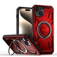 thumbnail image 1 of for iPhone 14 Rugged Case with Rotate Ring Stand, [Built-in Kickstand] [Military-Grade Drop Protection] Heavy Duty Rugged Phone Cover Support Wireless Charging for iPhone 14, Red, 1 of 6
