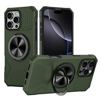 for iPhone 14 Rugged Case with Stand, Secure Ring Holder, Compatible with Mag-Safe, Heavy Duty Shockproof Drop Resistant Hybrid Protection Phone Cover for iPhone 14, Armygreen