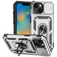 thumbnail image 1 of for iPhone 14 Rugged Phone Case with Sliding Camera Cover, Kickstand TPU Bumper Drop Proof Durable Military Grade Protective Case Cover for iPhone 14, Silver, 1 of 8