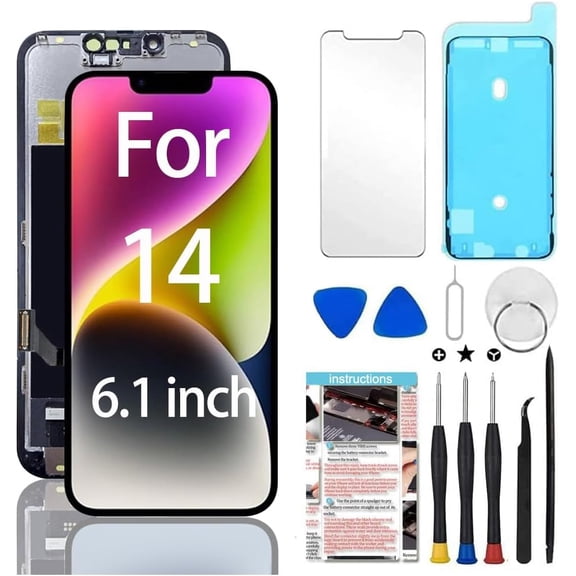 for iPhone 14 Screen Replacement 6.1 inch, 3D Touch LCD Display Digitizer Assembly with Repair Tools,Compatible with Model A2649, A2881, A2884, A2883, A2882