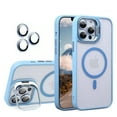 thumbnail image 1 of for iPhone 14 Transparent Case with Camera Lens Protector, Compatible with MagSafe, Built-in Camera Stash Stand, Magnetic Hard Back Soft Edge Anti-Fingerprint Flexible Cover, Blue, 1 of 11