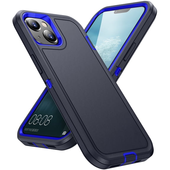 for iPhone 14 Ultra Slim Phone Case, Hybrid Hard PC Back + Silicone EVA Shockproof Protective Dustproof Non-Slip Heavy Duty Rugged Phone Case Cover for iPhone 14, Blue+Blue