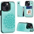thumbnail image 1 of for iPhone 14 Wallet Case with Card Holder,Women Mandala Embossed PU Leather with Kickstand Credit Card Slots Magnetic Clasp Slim Protective Flip Cover for iPhone 14 6.1 Inch (Mint), 1 of 13