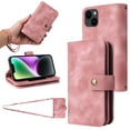 thumbnail image 1 of for iPhone 14 Wallet Case, [Card Slots] PU Leather ID Credit Holder Folio Flip Kickstand Magnetic Clasp Phone Cover & Lanyard & Shoulder Strap for iPhone 14, Rosegold, 1 of 7