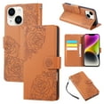 thumbnail image 1 of for iPhone 14 Wallet Case with Credit Card Holder, Flower Pattern Flip PU Leather Stand Shockproof Protective Phone Cover for iPhone 14 Magnetic Clasp Purse Case, Brown, 1 of 11