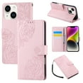 thumbnail image 1 of for iPhone 14 Wallet Case with Credit Card Holder, Flower Pattern Flip PU Leather Stand Shockproof Protective Phone Cover for iPhone 14 Magnetic Clasp Purse Case, Rosegold, 1 of 11