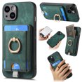 thumbnail image 1 of for iPhone 14 Wallet Case with Detachable Card Holder & 360° Rotation Finger Ring Holder Stand, Shockproof PU Leather Phone case with Card Slot for Men Women for iPhone 14, Green, 1 of 11