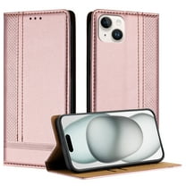 for iPhone 14 Wallet Case with RFID Blocking Credit Card Slots, Luxury PU Leather Purse Cover with Flip Kickstand Shockproof Protective Case for iPhone 14 Case, Rosegold