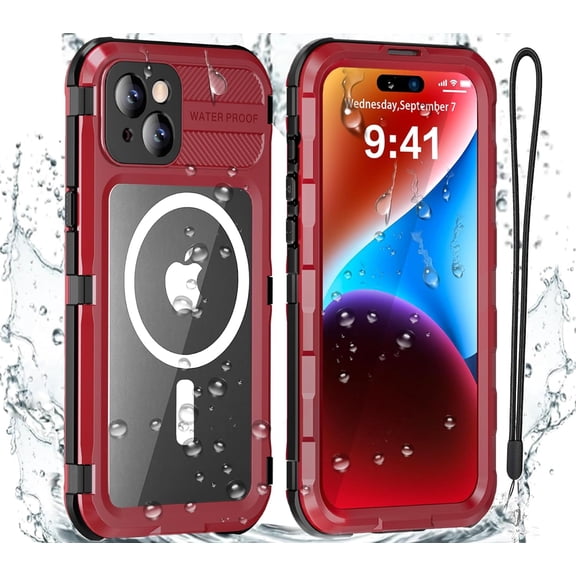 for iPhone 14 Waterproof Case/iPhone 13 Waterproof Case, Compatible with MagSafe, Metal Heavy Duty Full Body IP68 Underwater Case Built-in Screen Protector Shockproof Military Grade Protection