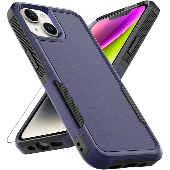 for iPhone 14 / iPhone 13 Case: Dual Layer Protective Heavy Duty Cell Phone Case Shockproof Rugged Bumper Tough with Screen Protector - 16FT Military Grade Drop Tested for iPhone 14 / iPhone 13, Blue