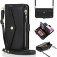 thumbnail image 1 of for iPhone 14 pro Wallet case,iPhone 14 pro Phone case with Zipper Card Holders for Women Slots Crossbody Flip Folio Book Cover with Credit Card Holder Men case - Black, 1 of 12