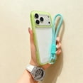 thumbnail image 1 of For iPhone 15/14/13 Phone Case,With Detachable Wrist Strap,Crystal Transparent Back Design,Ultra Slim Soft TPU Frame PC Back Shockproof Anti-fall Drop Protection,Thin Fit Phone Case,Green, 1 of 7