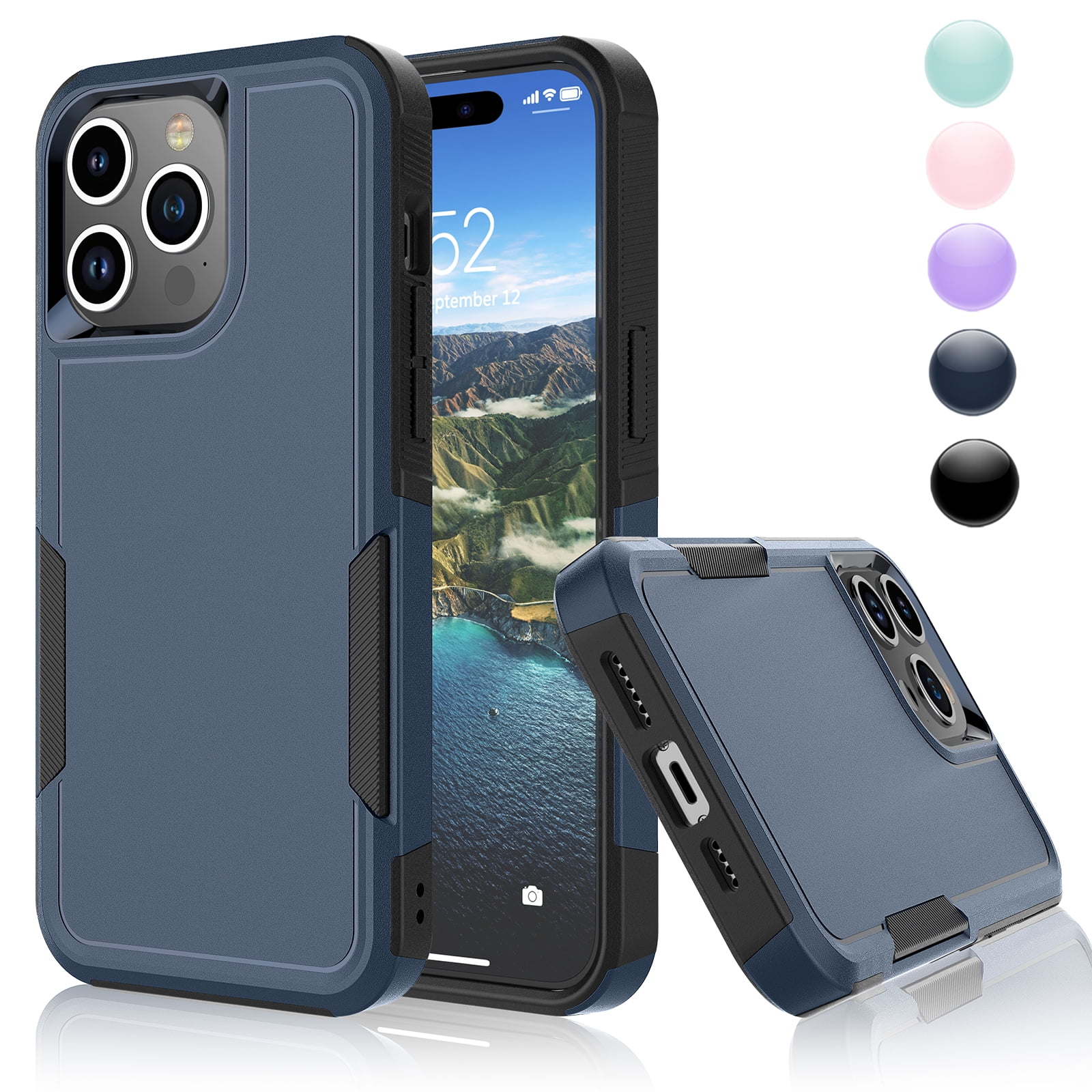 for iPhone 15,15 Pro,15 Plus,15 Pro Max Case,Heavy Duty Shockproof Dual  Layer Rugged Full-Body Protective Phone Cover,2 in 1 Silicone Rubber Phone