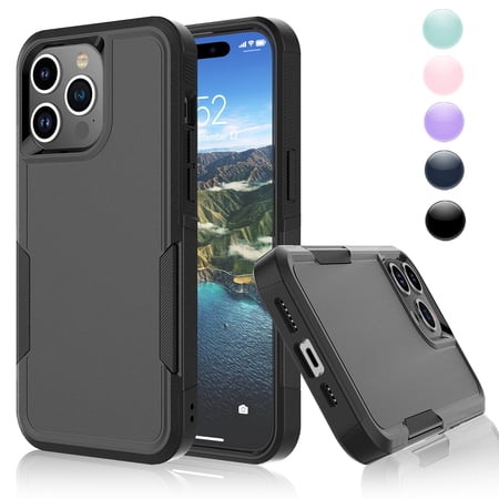 for iPhone 15,15 Pro,15 Plus,15 Pro Max Case,Heavy Duty Shockproof Dual Layer Rugged Full-Body Protective Phone Cover,2 in 1 Silicone Rubber Phone Case for iPhone 15 Pro Max 6.7" - Black 2023