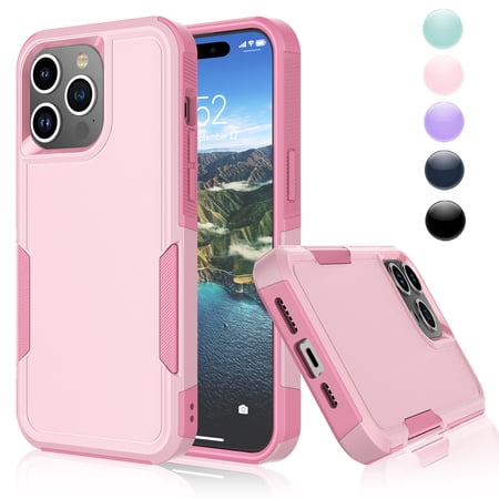 for iPhone 15,15 Pro,15 Plus,15 Pro Max Case,Heavy Duty Shockproof Dual Layer Rugged Full-Body Protective Phone Cover,2 in 1 Silicone Rubber Phone Case for iPhone 15 Plus 6.7" - Pink 2023