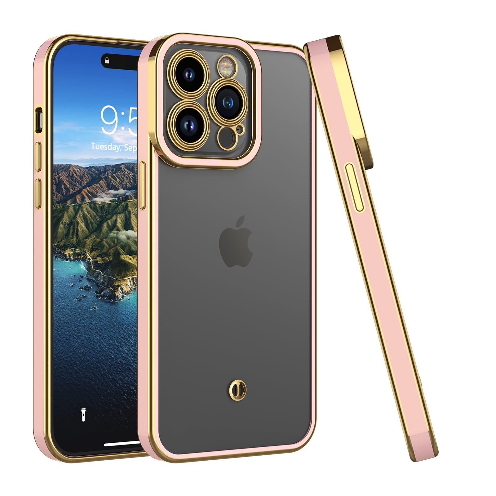 for iPhone 15,15 Pro,15 Plus,15 Pro Max Phone Case, Slim Luxury Gold Plated  Soft Bumper Women Men Girl Protective Phone Case Cover for Apple iPhone 15