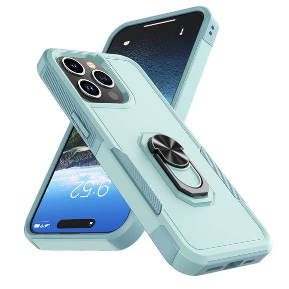 For iPhone 15.15 Pro,15 Plus,15 Ro Max Case, 2 in 1 Phone Case for iPhone 15 Pro Max 6.7", Tiflook Rubber & Rugged Shockproof Protection Heavy Duty with Ring Stand Kickstand Cover,Green