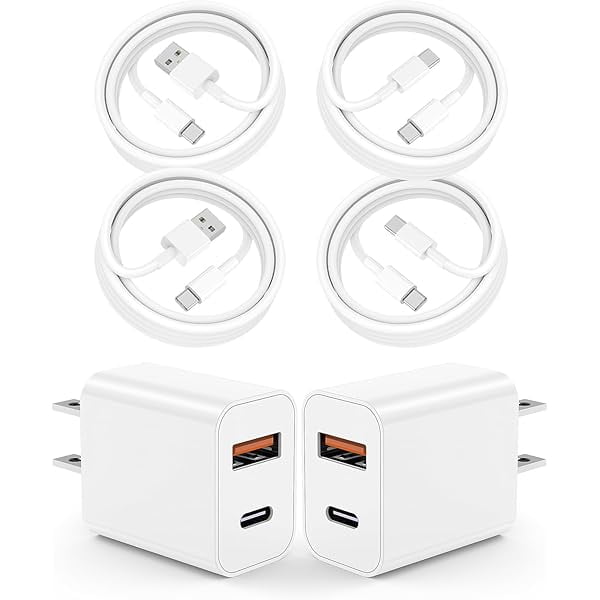 for iPhone 15 16 Charger Fast Charging 3FT, 2Pack Dual Port QC+PD USB C Wall Charger Block with 4Pack USB C Cable 3ft iPhone 15 Charger Cord for iPhone 15/15 Plus/15 Pro/15 Pro Max, iPad Pro,Samsung