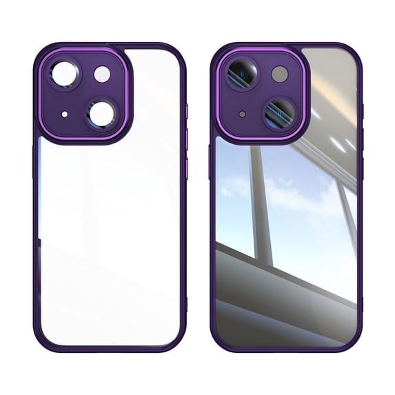 for iPhone 15 Anti-Scratch Back Case, Luxury Clear Back Shockproof Drop Protective Ultra Slim Lightweight Anti-Yellowing Anti-Scratch Phone Case Cover for iPhone 15, Darkpurple