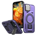 thumbnail image 1 of for iPhone 15 Armor Case with Stand, [Compatible with MagSafe] [Built-in Camera Cover Kickstand] Heavy Duty Rugged Strong Magnetic Hard Phone Case for iPhone 15, Purple, 1 of 6