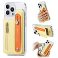 thumbnail image 1 of for iPhone 15 Back Wallet Case with Card Holder Zipper Pocket, Wristband Flip Kickstand, RFID Blocking Secure Hand Grip PU Leather Shockproof Clear Phone Cover for iPhone 15, Yellow, 1 of 10
