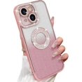 thumbnail image 1 of for iPhone 15 Bling Case Women Girls Luxury Gradient Glitter Diamond Case Sparkle Rhinestone Camera Lens Protection Soft Silicone Shockproof Cover for iPhone 15 6.1 inch, Pink, 1 of 12