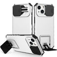 thumbnail image 1 of for iPhone 15 Case with Camera Lens Slide Protection, Armour Silicone TPU Bumper Tough PC Cover with Kickstand, Military Shockproof Absorption Protective Case for iPhone 15,
White, 1 of 11