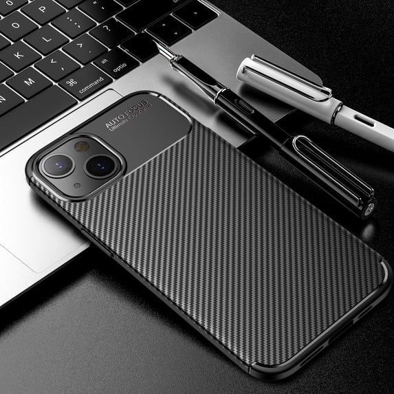 for iPhone 15 Case Carbon Fiber Patterned, Military-Grade Drop Protection Cover, Slim Shockproof TPU Rubber for iPhone 15 Anti-Scratch,Supports Wireless Charging,Black