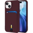 thumbnail image 1 of for iPhone 15 Case with Card Holder Cover Microfiber Inner Lining [Holds 2 Cards] Slim Soft TPU Shockproof Protective Wallet Phone Case for iPhone 15 (Brown), 1 of 10