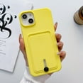 thumbnail image 1 of for iPhone 15 Case with Card Holder Cover Microfiber Inner Lining Liquid Silicone Credit Card ID Slot Slim Soft TPU Rubber Shockproof Protective Wallet Phone Case for iPhone 15, Yellow, 1 of 9