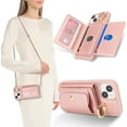 thumbnail image 1 of for iPhone 15 Case with Card Holder for Women, for iPhone 15 Phone Case Wallet with Strap Credit Card Slots Crossbody with Kickstand Zipper Case for iPhone15-Rose Gold, 1 of 13