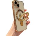 thumbnail image 1 of for iPhone 15 Case Clear Magnetic Build-in Stand with Camera Lens Protection [Compatible with MagSafe] Shockproof Soft Protective Slim Phone Case for iPhone 15 6.1 Inch - Gold, 1 of 11