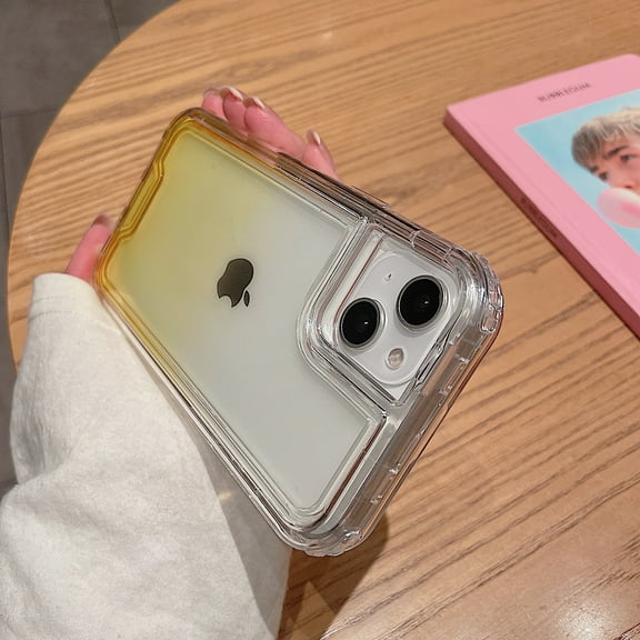 for iPhone 15 Case Clear, Transparent Hybrid Crystal iPhone 15 Phone Case [Hard Plastic & Soft Silicone Bumper] Acrylic Non-Yellowing Thin Slim Protective Cover for Women, Yellow