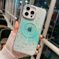 thumbnail image 1 of for iPhone 15 Case, Compatible with MagSafe Clear Glitter Magnetic Military Grade Drop Protection Anti Yellowing Slim Case Shockproof Protective Sparkly Women Girls Cover - Green, 1 of 11