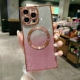thumbnail image 1 of for iPhone 15 Case, [Compatible with MagSafe], Clear Gradient Glitter Sparkly Shiny Paper for Women Girls Shockproof Non-Slip Bumper Protective Cover for iPhone 15, Rosegold, 1 of 10