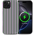 thumbnail image 1 of for iPhone 15 Case,Compatible with MagSafe,Cute Striped Phone Case Shockproof Soft TPU and Hard PC Protective Phone Cover for Women Girls,Greenish Purple Stripes, 1 of 5