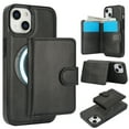 thumbnail image 1 of for iPhone 15 Case, Compatible with MagSafe, Detachable Magnetic Wallet Case with PU Leather Kickstand Card Slots Shockproof Protection 2 In 1 Function Case for iPhone 15, Black, 1 of 6