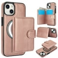 thumbnail image 1 of for iPhone 15 Case, Compatible with MagSafe, Detachable Magnetic Wallet Case with PU Leather Kickstand Card Slots Shockproof Protection 2 In 1 Function Case for iPhone 15, Rosegold, 1 of 6