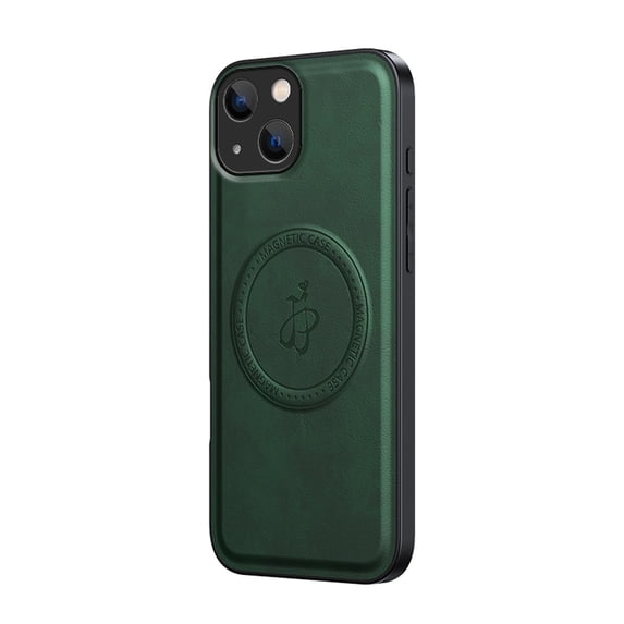 for iPhone 15 Case Compatible with MagSafe, Magnetic Premium PU Leather Case, Ultra Slim Cover Shockproof Protective Wireless Charging Phone Case Designed for iPhone 15, Green