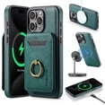 thumbnail image 1 of For iPhone 15 Case with Credit Card Holder,Ring Holder,Phone PU Leather Case Wallet for Women Men  Magnetic Detachable 2-in-1 Wallet Card,Shockproof Rugged Phone Case,Green, 1 of 10