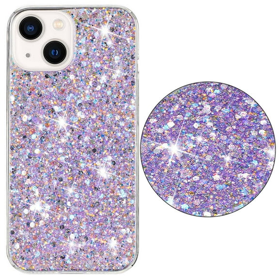 For iPhone 15 Case,Cute Glitter Bling Twinkle Stardust with Drop Protection Shockproof Soft TPU Slim Flexible Phone Case Girls/Women Protective case for iPhone 15,Anti Scratch,Purple