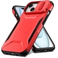 thumbnail image 1 of for iPhone 15 Case: Dual Layer Protective Heavy Duty Camera Lens Slide Cover Shockproof Rugged - Military Protection Bumper Tough Grip Phone Case For iPhone 15,Red, 1 of 7